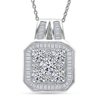 Luxuriant Lab Grown Diamond Pendant Necklace in Rhodium Over Sterling Silver 2.00 ctw (20 Inches)