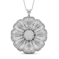 D'Joy Simulated Diamond Pendant in Rhodium Over Sterling Silver with Stainless Steel Necklace (20 Inches)