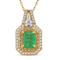 Kagem Zambian Emerald, Multi Gemstone Pendant Necklace (20 Inches) in 18K Vermeil YG Over Sterling Silver 1.60 ctw - Sticky add to cart bar