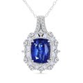 D'Joy Kashmir Kyanite, White Zircon Pendant Necklace (20 Inches) in Rhodium Over Sterling Silver 4.35 ctw - Sticky add to cart bar