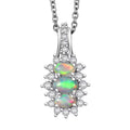 D'Joy Ethiopian Welo Opal, White Zircon Pendant Necklace in Platinum Over Sterling Silver 1.40 ctw (20 Inches) - Sticky add to cart bar