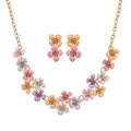 Ankur's Treasure Chest Deal Multi Color Enameled Light Cherry Blossom Necklace (20.5-22.5 Inches) and Earrings in Goldtone - Sticky add to cart bar