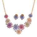 Austrian Crystal, Multi Color Enameled Floral Necklace (20.5-22.5 Inches) and Earrings in Goldtone - Sticky add to cart bar