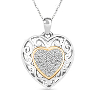 Diamond 0.25 ctw Pendant Necklace in 14K YG Over and Sterling Silver 18 Inches