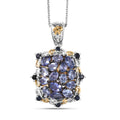 D'Joy Tanzanite, Blue Sapphire Pendant Necklace (20 Inches) in 18K Vermeil YG and Rhodium Over Sterling Silver 2.80 ctw - Sticky add to cart bar