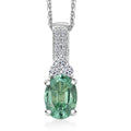 Premium Arquiana Mint Tourmaline and Luxuriant Lab Grown Diamond G-H SI 1.25 ctw Mint Deco Pendant Necklace in Rhodium Over Sterling Silver 20 Inches - Sticky add to cart bar