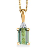 Premium Arquiana Mint Tourmaline and Luxuriant Lab Grown Diamond G-H SI 0.65 ctw Blush Majesty Pendant Necklace in 18K Vermeil Yellow Gold Over Sterling Silver 20 Inches