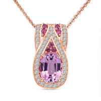 TLV D'Joy Martha Rocha Kunzite, Multi Gemstone Pendant Necklace (20 Inches) in 18K Vermeil RG Over Sterling Silver 3.25 ctw