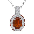 D'Joy Orange Kyanite, White Zircon Pendant Necklace (20 Inches) in Rhodium Over Sterling Silver 6.60 ctw - Sticky add to cart bar