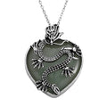 Green Aventurine 20.00 ctw Heart Pendant in Silvertone with Stainless Steel (20-22 Inches) - Sticky add to cart bar
