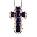 EverTrue Brazilian Citrine Cross Pendant in 18K YG Plated and Platinum Bond with Stainless Steel Necklace (20 Inches) 4.65 ctw - Sticky add to cart bar