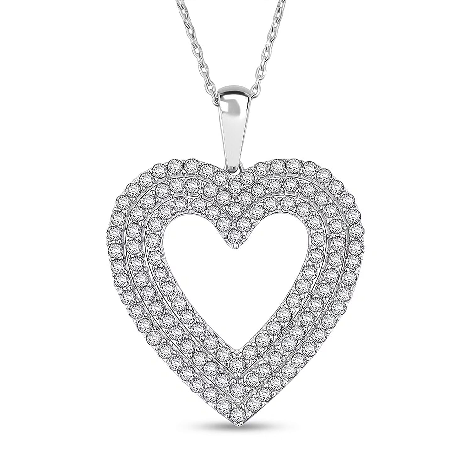 Luxuriant Lab Grown Diamond (G VS) Pendant Necklace (18 Inches) in Sterling Silver 2.00 ctw