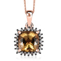D'Joy Marialite, White and Champagne Zircon Art Deco Pendant Necklace  in 18K Vermeil RG Over Sterling Silver 3.10 ctw (20 Inches) - Sticky add to cart bar