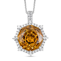 D'Joy African Amethyst, Moissanite Pendant Necklace (20 Inches) in Rhodium Over Sterling Silver 12.40 ctw