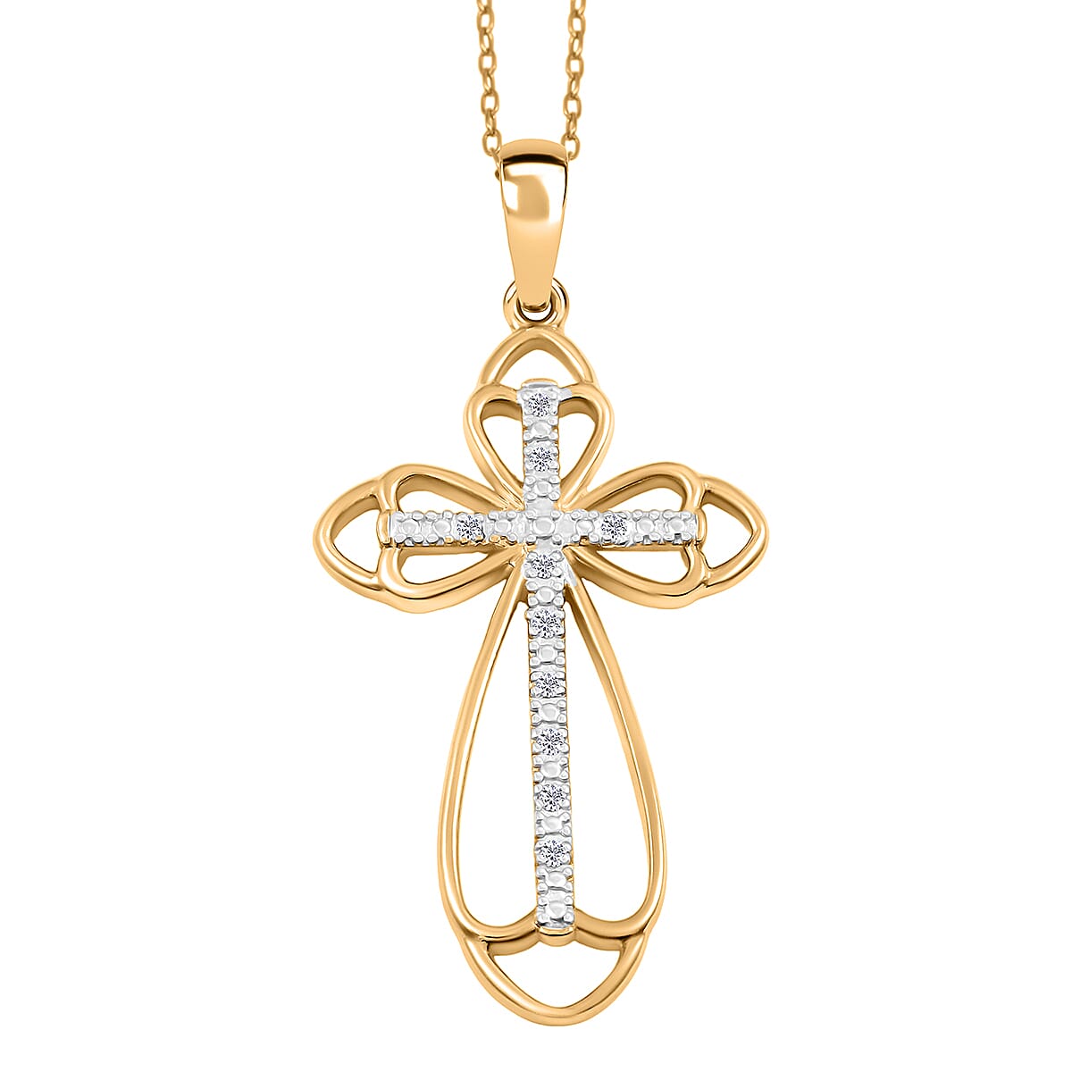 Diamond I2-I3 0.10 ctw Pendant Necklace in 14K YG and Rhodium Over Sterling Silver 18 Inches