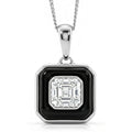 D'Joy Asscher Cut Moissanite and Black Jade (D) 3.35 ctw Midnight Spark Pendant Necklace in Rhodium Over Sterling Silver 18 Inches - Sticky add to cart bar