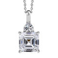 D'Joy Asscher Cut Moissanite 3.15 ctw Pendant Necklace in Rhodium Over Sterling Silver 20 Inches - Sticky add to cart bar