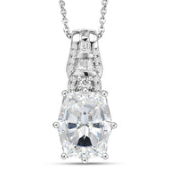 D'Joy Cask Cut Moissanite 4.60 ctw Spotlight Spark Pendant Necklace in Rhodium Over Sterling Silver 20 Inches