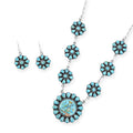 2 Piece Set - Santa Fe Style Kingman Turquoise, Multi Gemstone Necklace (20 Inches) and Earrings in Sterling Silver 15.30 ctw - Sticky add to cart bar