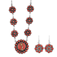 2 Piece Set - Santa Fe Style Kingman Turquoise, Multi Gemstone Necklace (20 Inches) and Earrings in Sterling Silver 15.30 ctw