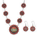 2 Piece Set - Santa Fe Style Kingman Turquoise, Multi Gemstone Necklace (20 Inches) and Earrings in Sterling Silver 15.20 ctw - Sticky add to cart bar