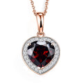 D'Joy Mozambique Garnet and Moissanite 4.00 ctw Heartfire Glow Pendant Necklace in 18K Vermeil Rose Gold Over Sterling Silver 20 Inches - Sticky add to cart bar