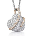 Luxuriant Lab Grown Diamond G-H SI 0.50 ctw Love Ribbon Matrix Pendant Necklace in 18K Vermeil YG and Rhodium Over Sterling Silver 20 Inches - Sticky add to cart bar