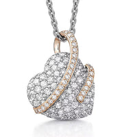 Luxuriant Lab Grown Diamond G-H SI 0.50 ctw Love Ribbon Matrix Pendant Necklace in 18K Vermeil YG and Rhodium Over Sterling Silver 20 Inches
