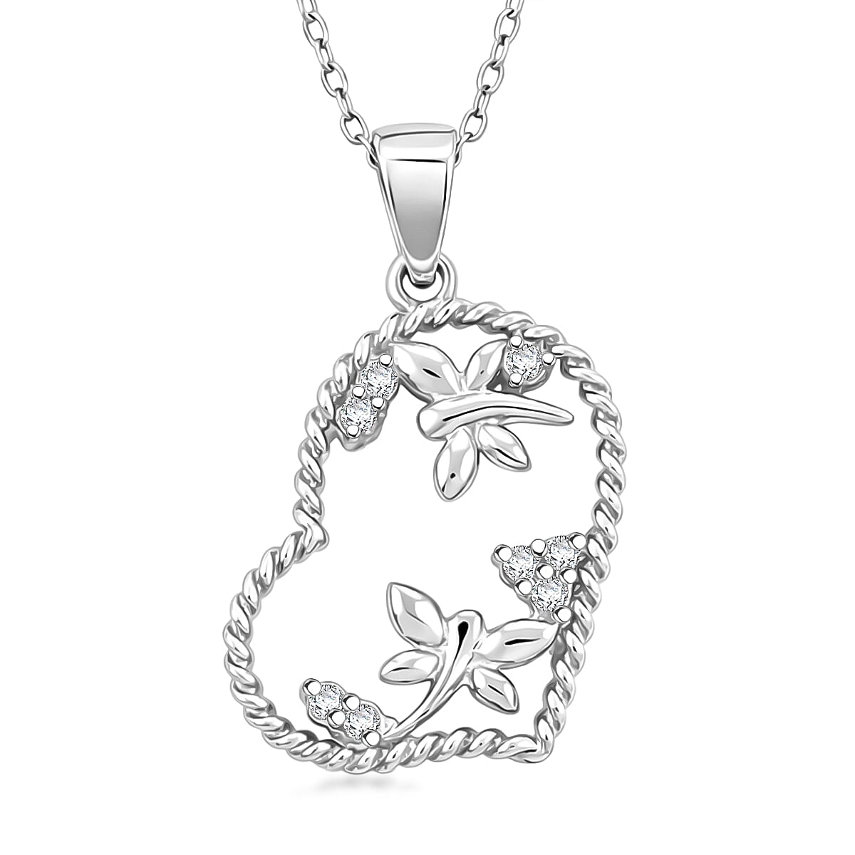 Diamond I2-I3 0.10 ctw Pendant Necklace in Rhodium Over Sterling Silver 18 Inches