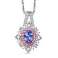D'Joy Tanzanite, Multi Gemstone Pendant Necklace (20 Inches) in Rhodium Over Sterling Silver 1.65 ctw - Sticky add to cart bar