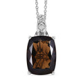 EverTrue Smoky Quartz and Thai Black Spinel 20.00 ctw Pendant in Platinum Bond with Stainless Steel Necklace 20 Inches - Sticky add to cart bar