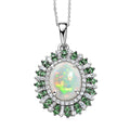 D'Joy Premium Ethiopian Welo, Multi Gemstone Pendant Necklace (20 Inches) in Rhodium Over Sterling Silver 4.85 ctw - Sticky add to cart bar