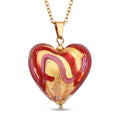 Red Murano Style Heart Pendant Necklace (20-22 Inches) in ION Plated YG Stainless Steel - Sticky add to cart bar