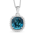 Luxoro AAAA Cambodian Blue Zircon, Diamond Pendant Necklace in 10K White Gold 5.10 ctw (18 Inches) - Sticky add to cart bar