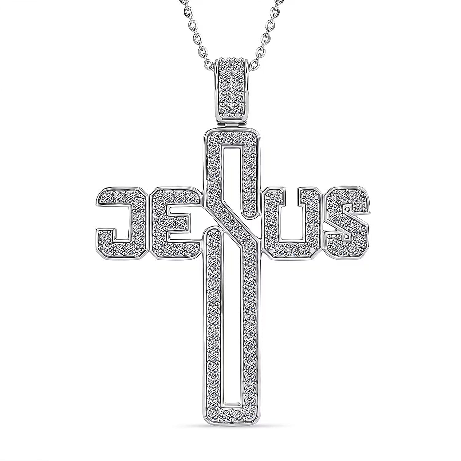 Luxuriant Lab Grown Diamond (G-H, SI) Pendant Necklace (20 Inches) in Rhodium Over Sterling Silver 0.90 ctw (1)