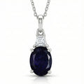 D'Joy Catalina Iolite, Moissanite Eternal Radiance Pendant Necklace in Rhodium Over Sterling Silver 1.65 ctw (20 Inches) - Sticky add to cart bar