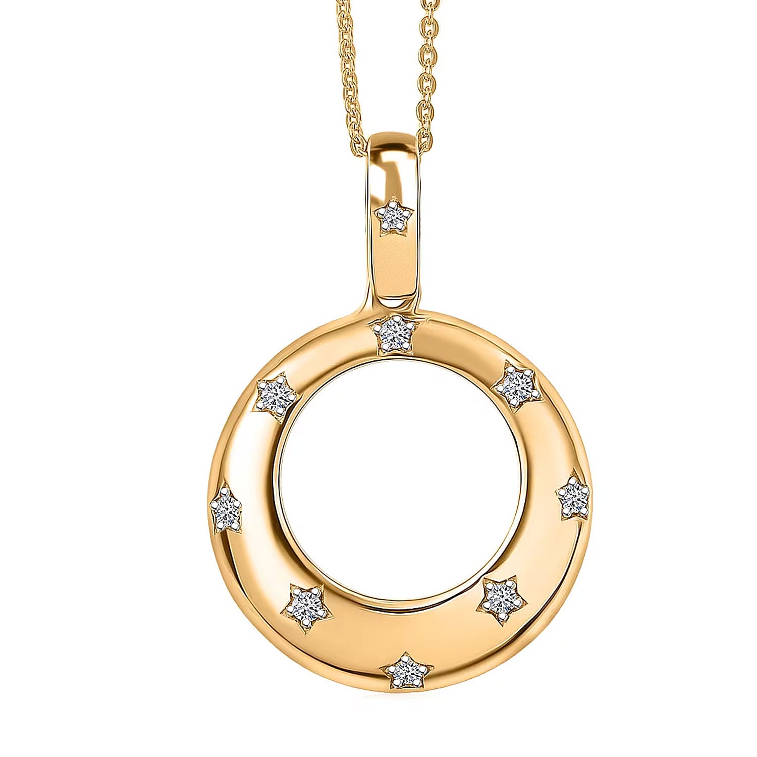 Luxuriant Lab Grown Diamond Pendant Necklace in 18K Vermeil YG Over Sterling Silver 0.15 ctw (20 Inches)