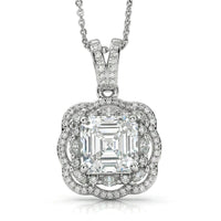 D'Joy Moissanite 3.25 ctw Crown Spark Pendant Necklace in Rhodium Over Sterling Silver 20 Inches