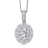 D'Joy Moissanite 2.85 ctw Sparkburst Pendant Necklace in Rhodium Over Sterling Silver 20 Inches