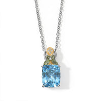 EverTrue Sky Blue Topaz, Multi Gemstone Pendant in Platinum Bond with Stainless Steel Necklace (20 Inches)    5.95 ctw