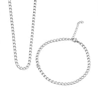 Cuban Chain Bracelet (8.50In) and Necklace (24 Inches) in Stainless Steel