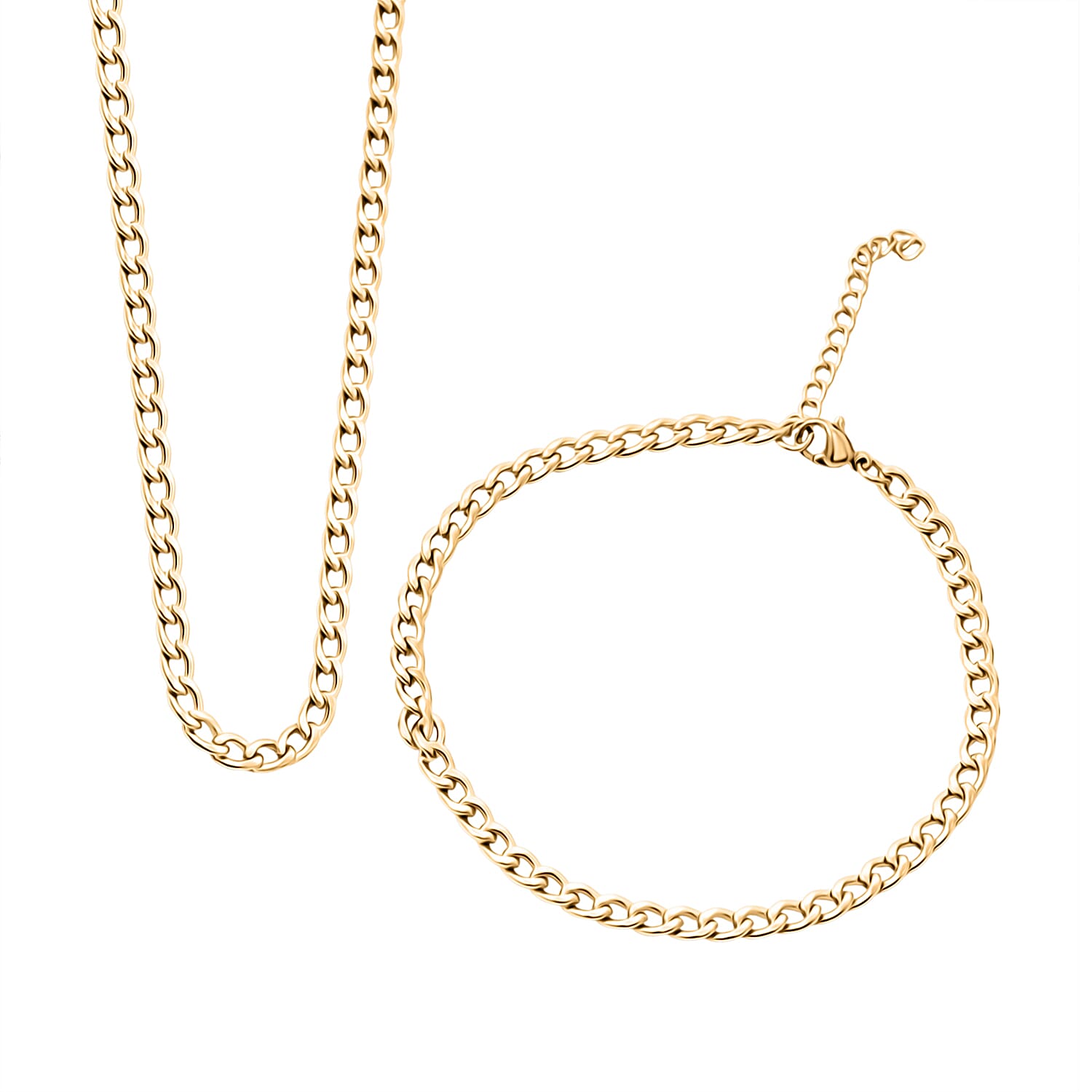 Cuban Chain Bracelet (8.50In) and Necklace (24 Inches) in Stainless Steel