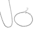Rope Chain Bracelet (8.50In) and Necklace (24 Inches) in Stainless Steel - Sticky add to cart bar