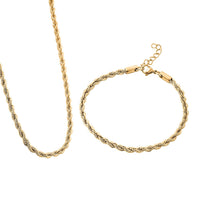 Rope Chain Bracelet (8.50In) and Necklace (24 Inches) in Stainless Steel