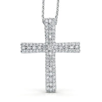 D'Joy Diamond Eternal Radiance Cross Pendant Necklace (20 Inches) in Rhodium Over Sterling Silver 0.50 ctw