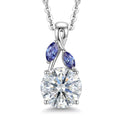 D'Joy Moissanite and Tanzanite 2.10 ctw Twilight Spark Pendant Necklace in Rhodium Over Sterling Silver 20 Inches - Sticky add to cart bar