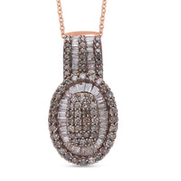 D'Joy Blue Diamond (IR) Cocktail Cluster Pendant Necklace (20 Inches) in Rhodium Over Sterling Silver 1.00 ctw
