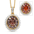 D'Joy Premium Madagascar Color Change Garnet and Moissanite 2.30 ctw Eclipse Halo Pendant Necklace in 18K Vermeil Yellow Gold Over Sterling Silver 20 Inches - Sticky add to cart bar