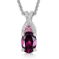 D'Joy Radiant Ember Garnet and Multi Gemstone 1.10 ctw Infinity Pendant Necklace in Rhodium Over Sterling Silver 20 Inches