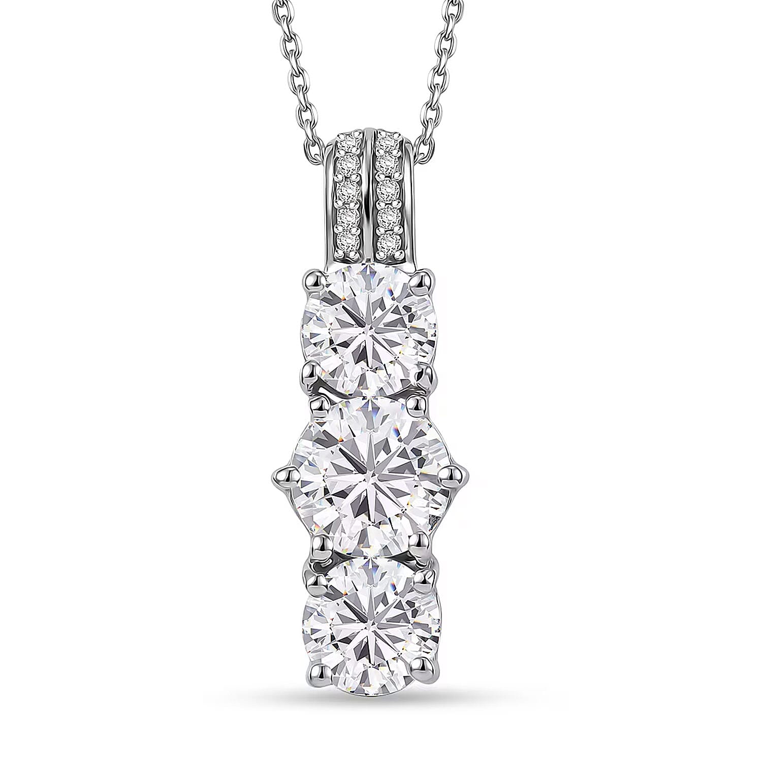 D'Joy Moissanite 2.80 ctw Pendant Necklace in Platinum Over Sterling Silver (20 Inches)